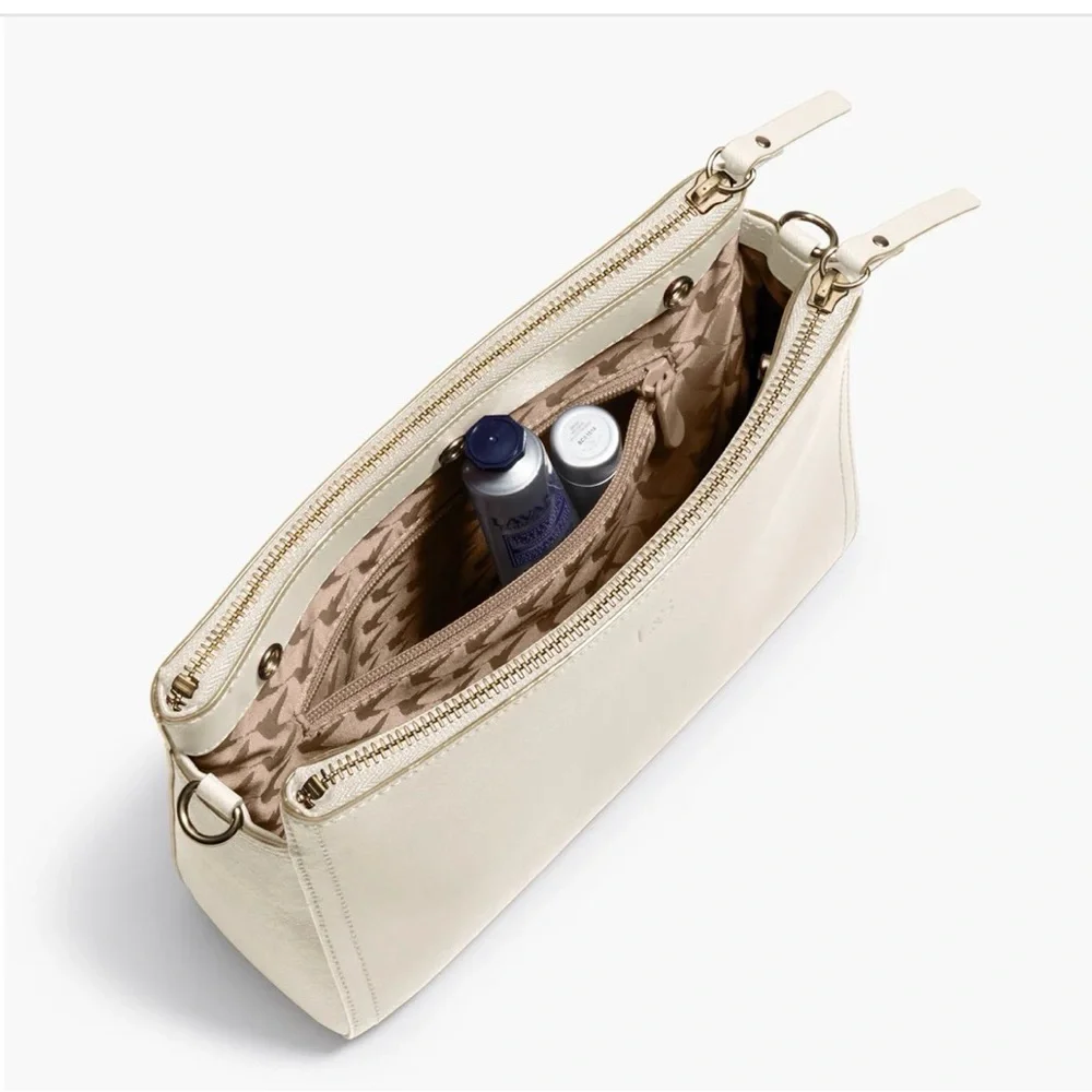 Lo & Sons Pearl Saffiano Leather Crossbody Bag in Ivory - Picture 14 of 16